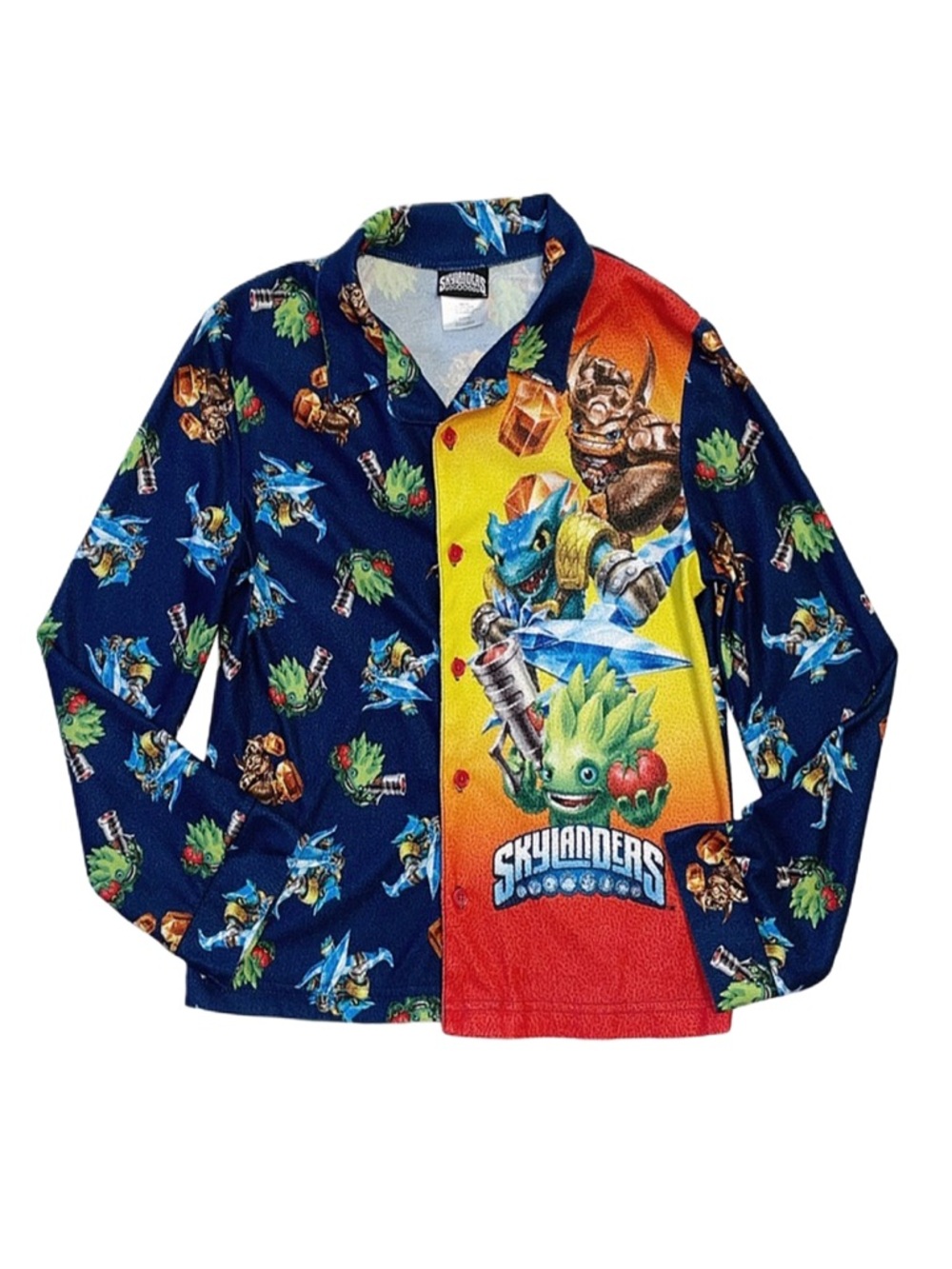 SKYLANDERS Boy's Button Down Long Sleeve Pajama Top Large 10/12